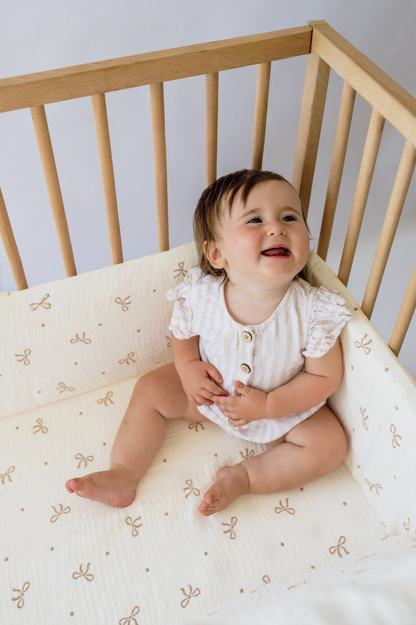 Ribbon Muslin Cot Bumper Cover