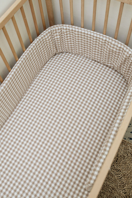 Natural Gingham Cot Bumper Cover