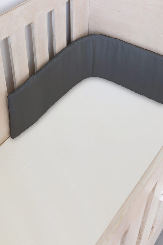 Blue Grey Muslin Cot Bumper Cover