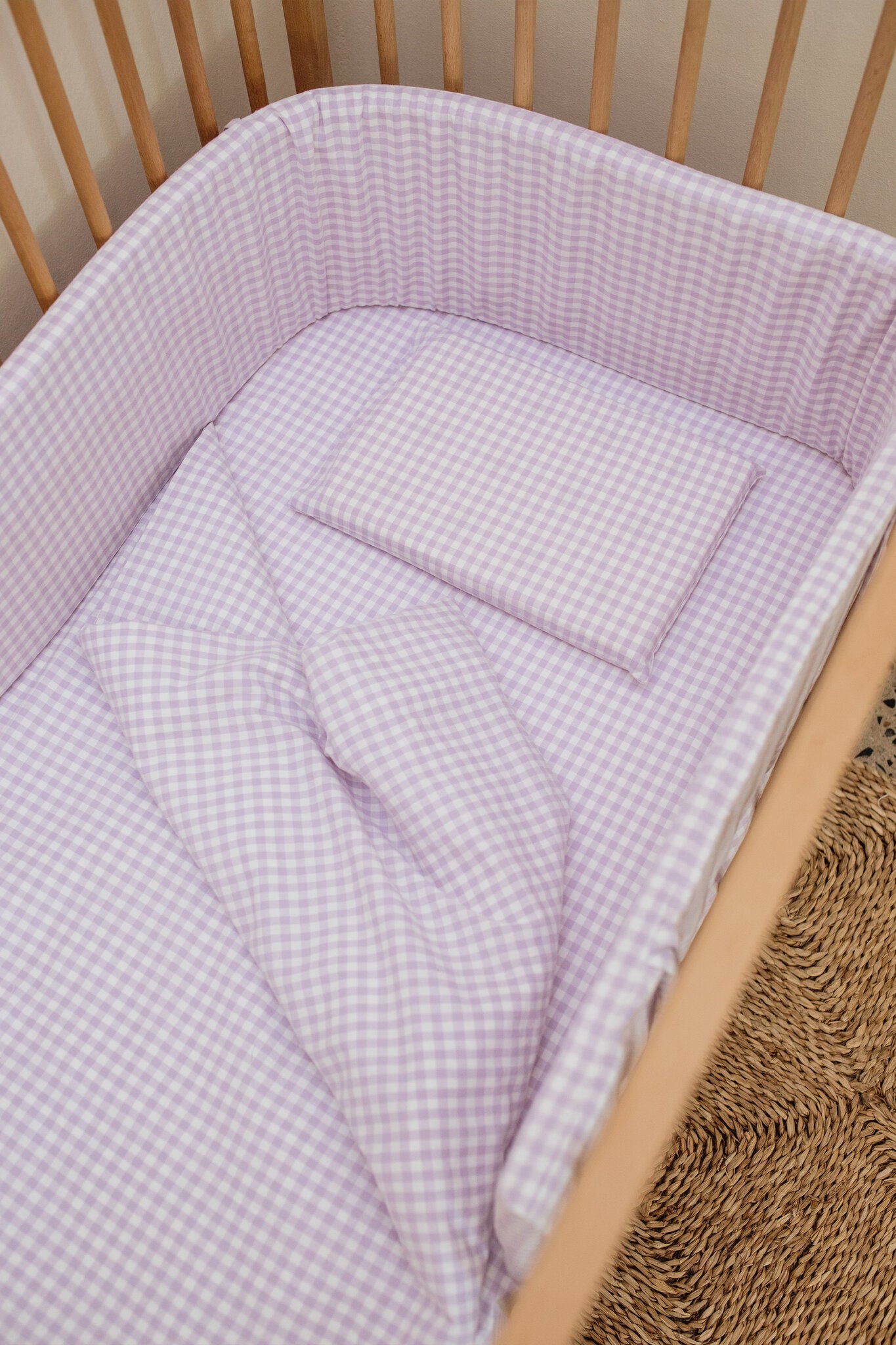 Lilac Gingham Cot Duvet