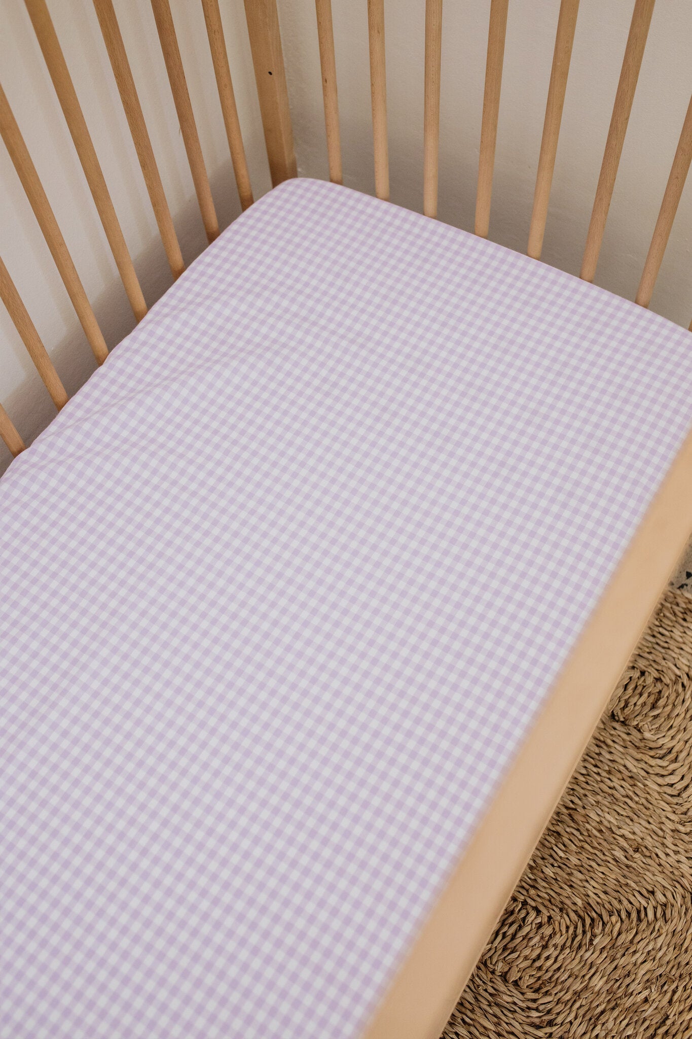 Lilac Gingham Cot Fitted Sheet