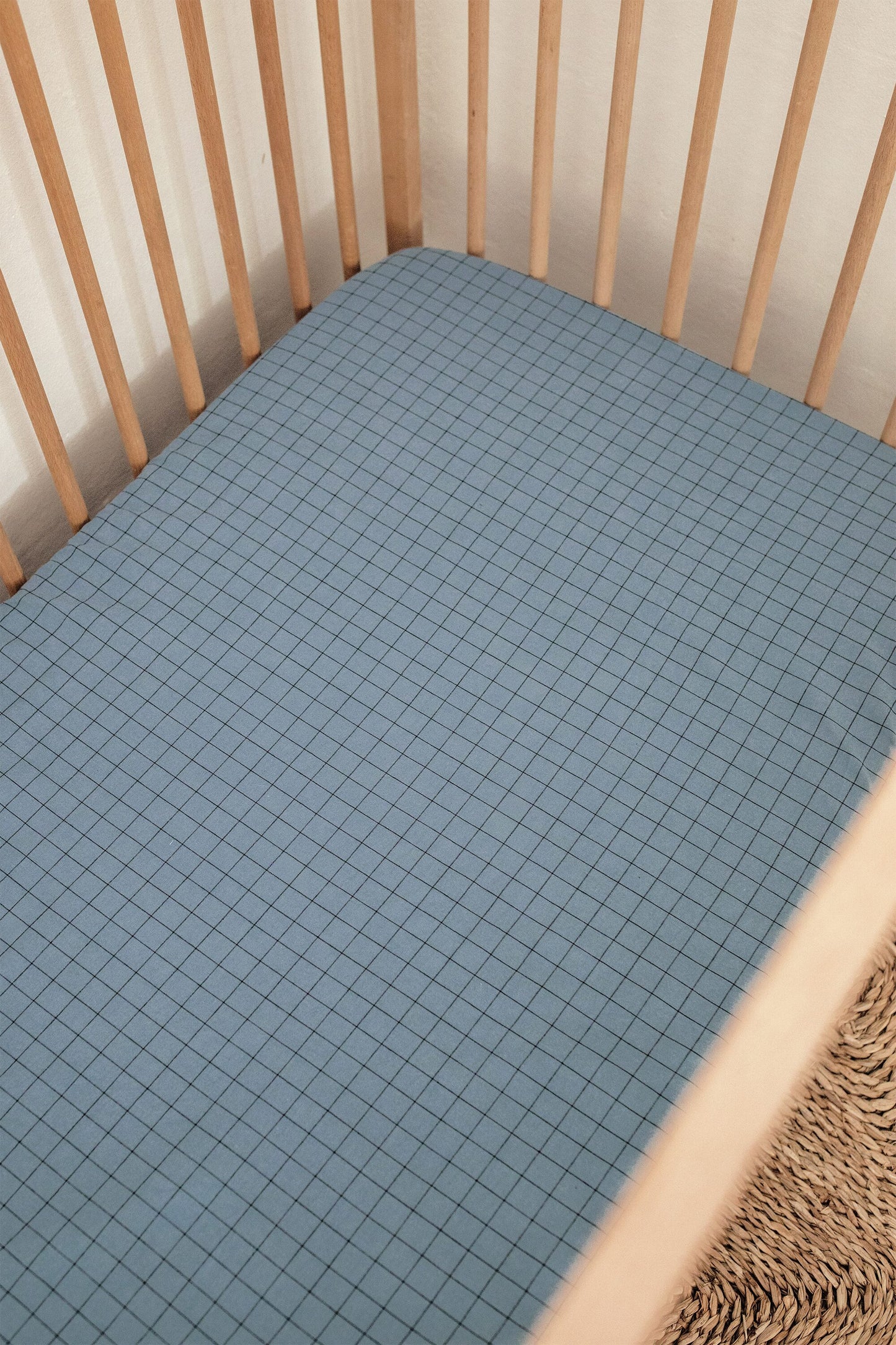 Ocean Grid Cot Fitted Sheet