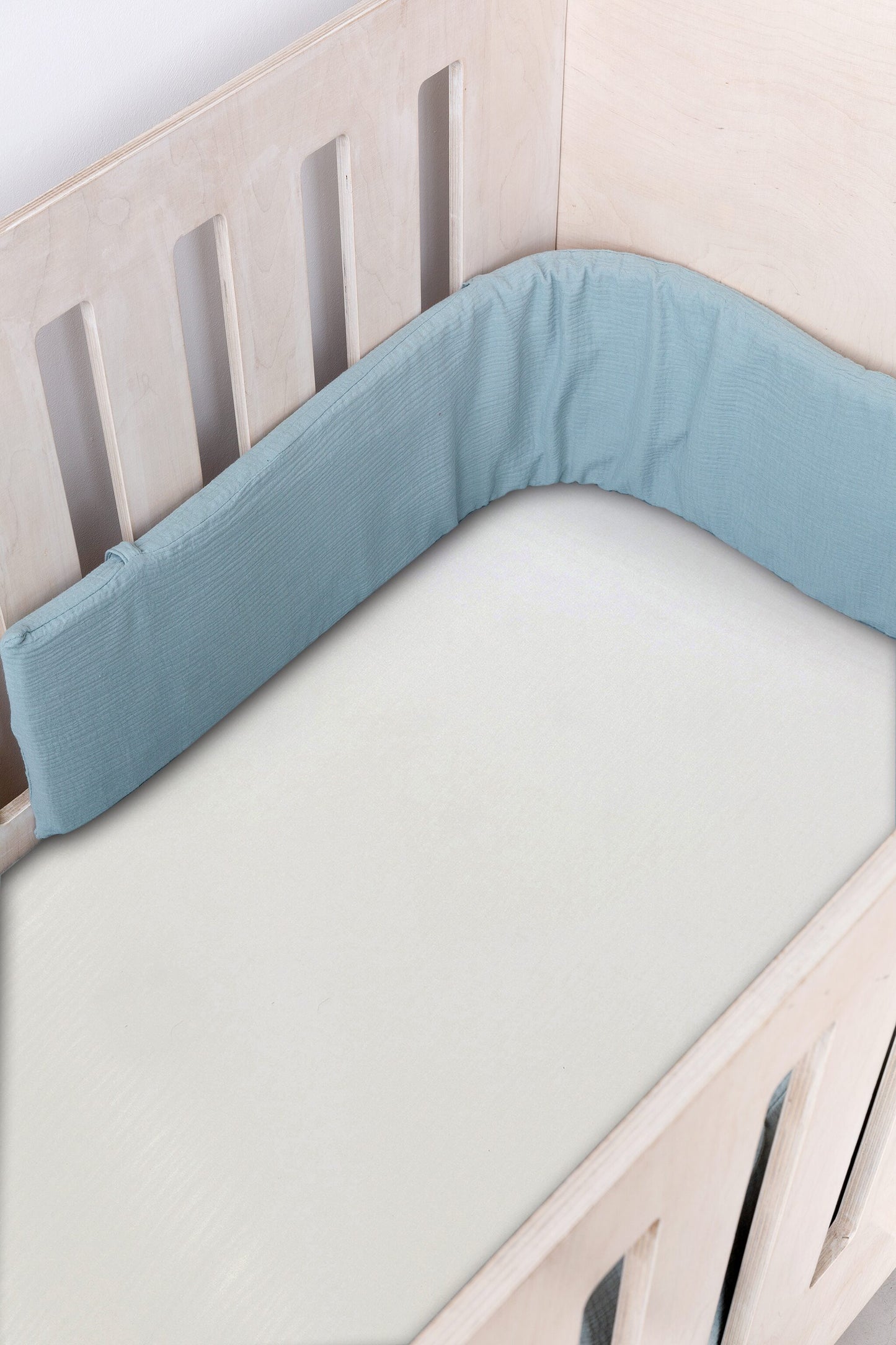 Duck Egg Muslin Cot Bumper Cover
