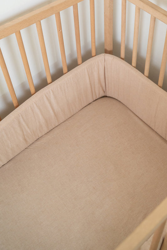 Beige Washed Cot Fitted Sheet