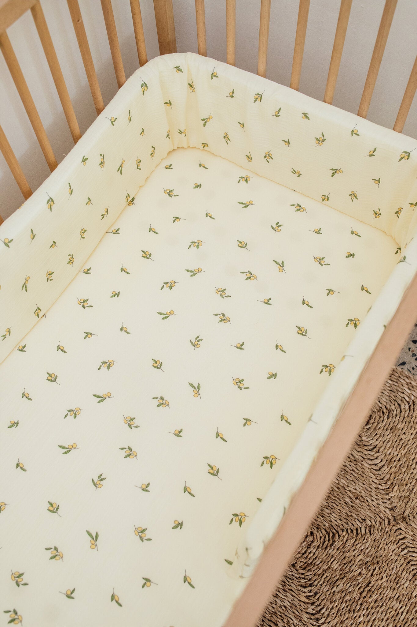 Lemon Muslin Cot Bumper Cover