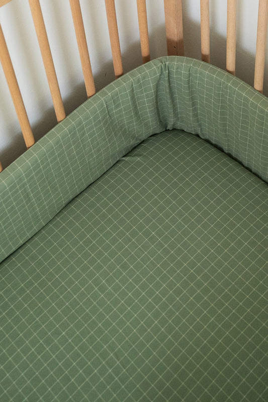 Moss Grid Washed Cot Bumper Cover