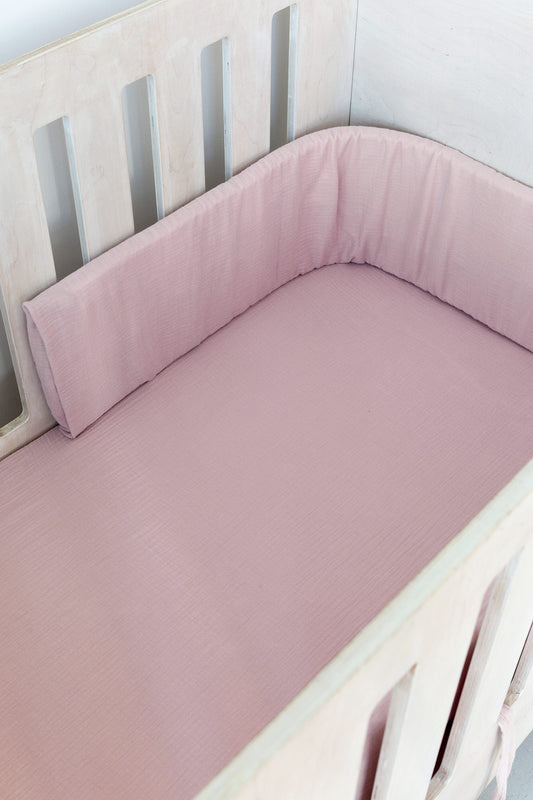 Dusty Pink Muslin Cot Bumper Cover