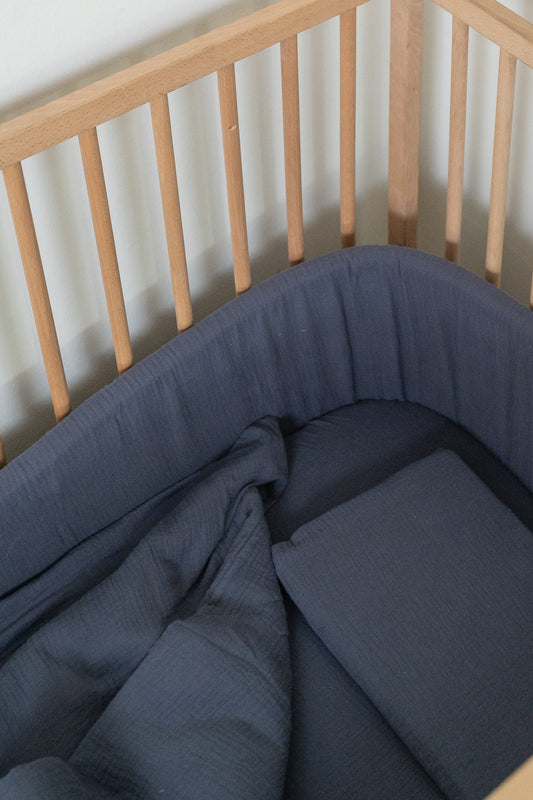 Airforce Blue Muslin Cot Duvet