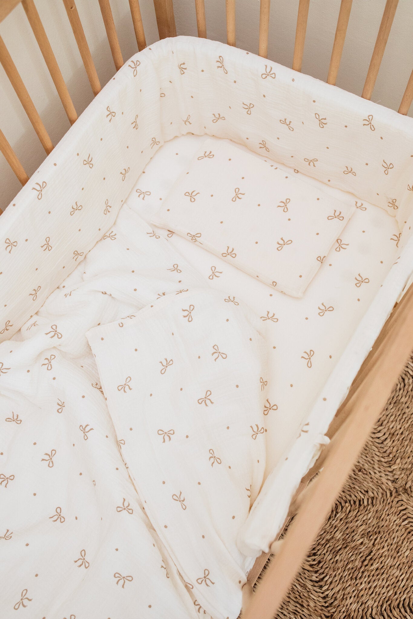 Ribbon Muslin Cot Duvet