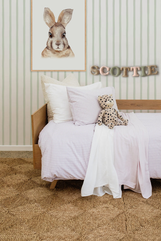 Lilac Gingham Duvet Cover Set