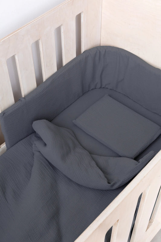 Blue Grey Muslin Cot Duvet