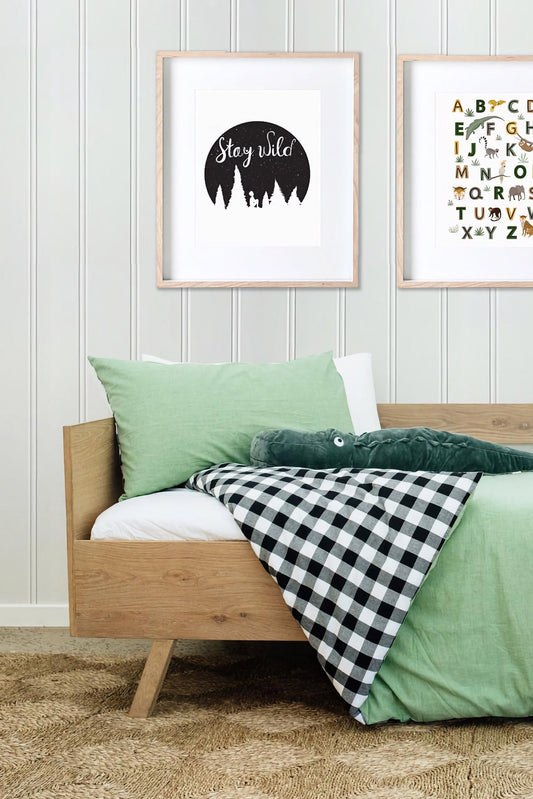 Fern Green With Navy Check Duvet Cover Set