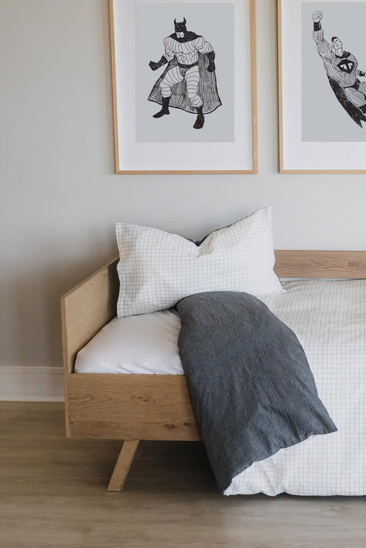 Charcoal Grid Duvet Cover Set