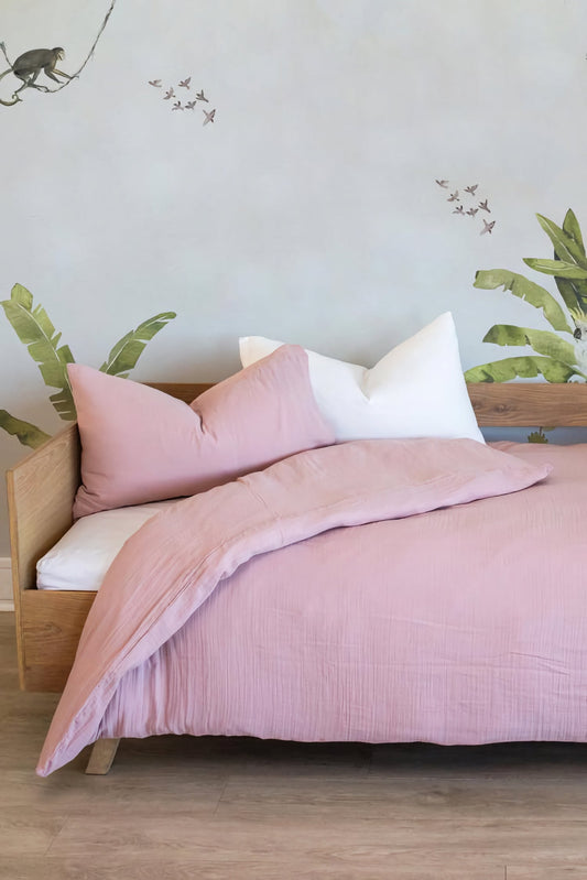 Dusty Pink Muslin Duvet Cover Set